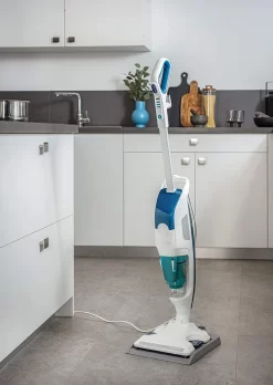 Rowenta Bodendampfreiniger Clean & Steam Revolution RY7757 | 2 In 1 Reingung | Verdampfer Für ätherische Öle | Alle Bodenarten | Anti-Kalk-Kartusche | Weiß/Blau -Rowenta 09ea140ee98abd075d72410c481c4283