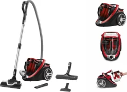 Rowenta RO7649 Silence Force Cyclonic Parkett | Beutelloser Staubsauger | Vacuum-Cleaner | Sehr Leise | 2,5L Staubvolumen | Tierhaar | Auto | Schwarz/Rot -Rowenta 7a66d6217deab84ddd4e7f5828d581a0