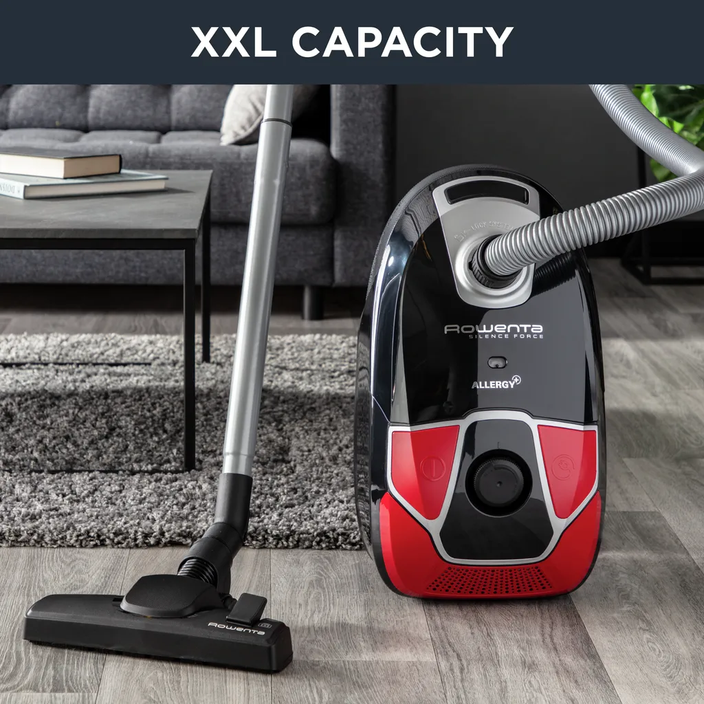 Rowenta RO6859 Silence Force Allergy+ Parkett Bodenstaubsauger Mit Beutel (Staubbeutelkapazität: 4,5 Liter, Allergy+ Filter Hält 99,98% Des Staubs Und Der Allergene Zurück) Schwarz/rot 7 Rowenta RO6859 Silence Force Allergy+ Parkett Bodenstaubsauger Mit Beutel (Staubbeutelkapazität: 4,5 Liter, Allergy+ Filter Hält 99,98% Des Staubs Und Der Allergene Zurück) Schwarz/rot – Bild 7