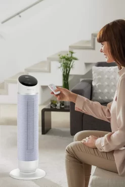 Rowenta HQ8120F0 Silent Comfort 3in1 Turmventilator Mit Smart-Technologie, Staubfilter, Ventilator & Heizung, 24h Startverzögerung, 10 Geschwindigkeitsstufen -Rowenta f57d79d1767e1250d0e5b877d8acab0d